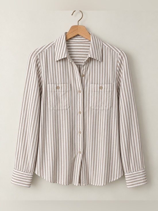 Faherty Tops - Faherty | Legend Sweater Shirt Tannin Stripe Beachy Coastal Contemporary